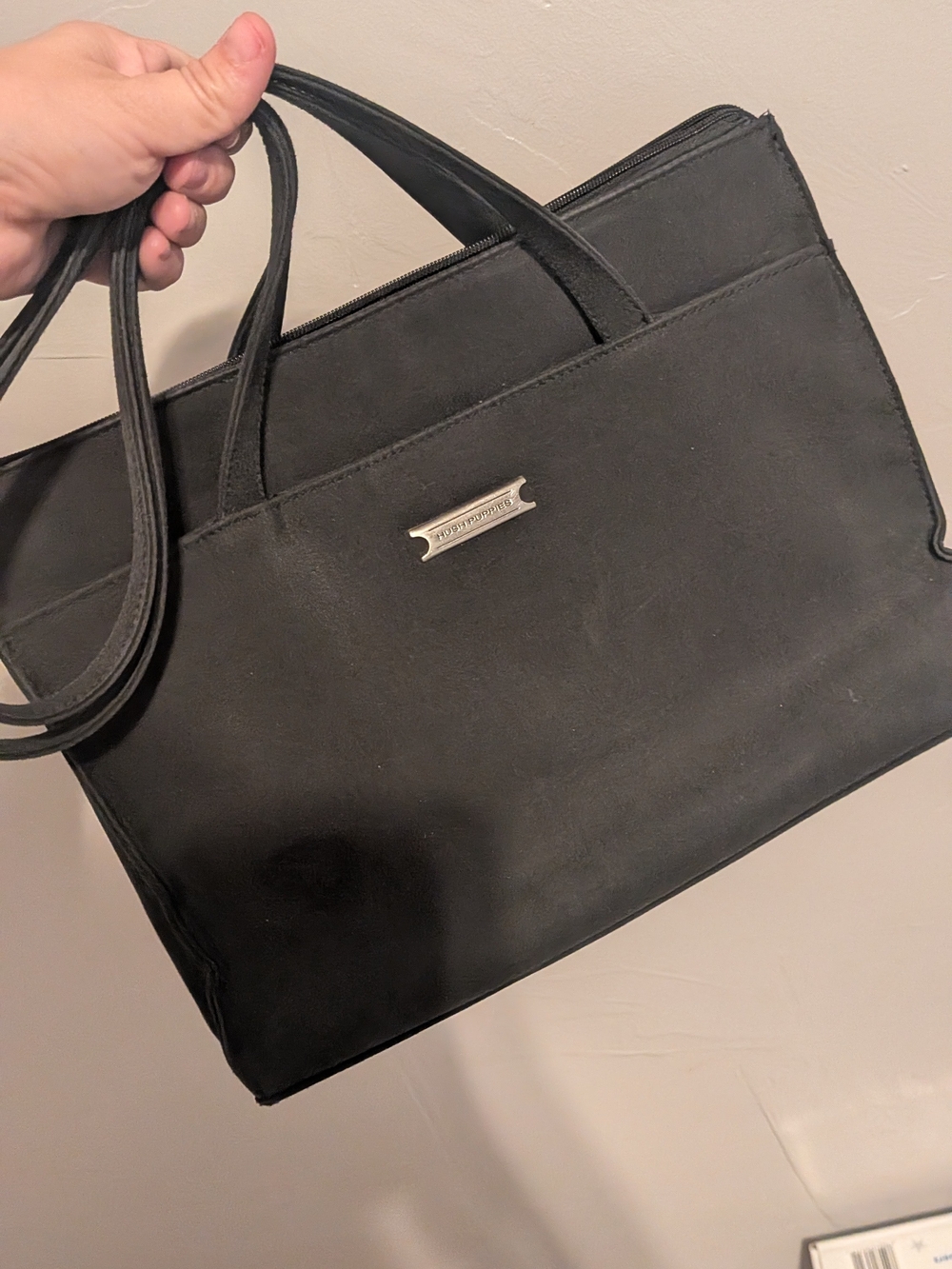 Hush Puppies Black Structured Shoulder Bag / Tote - Flawed/Repair Project